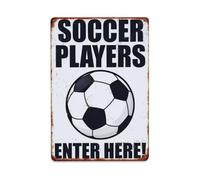 Rkundrne Soccer Players Metal Tin Sign Vintage Garden Bedroom Cafe Bar Man Cave Home Wall Decor Metal Poster 8x12 in