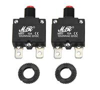RKURCK 12 Amps Thermal Circuit Breakers 125/250V AC 32V DC Push Button Manual Reset Overload Protector Switch 12A 2 Pcs