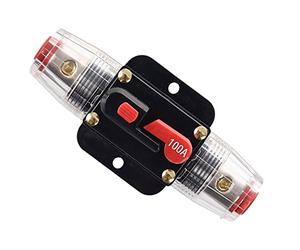 RKURCK 12V-24V DC 100 Amp Circuit Breaker, Fuse Holder, Inline Fuse Block For Car Audio Solar Inverter System Protection (100A)