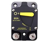 RKURCK 12V - 48V DC 80 Amp Surface Mount & Panel Mount Circuit Breakers with Yellow Manual Reset Button Waterproof 80A
