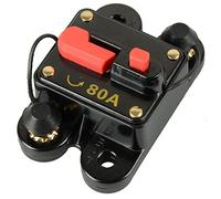 RKURCK Circuit Breaker 80A, Fuse Holder Trolling Motor Auto Car Marine Boat Bike Stereo Audio Inline Fuse Inverter Relays DC 12-24V (80A)