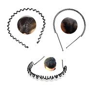 RKVILLA Black Flexible Metal Wavy Spring Zig Zag Hair Band Hair Hoop Hairband Daily Use for Unisex Men Women Pock Of 3