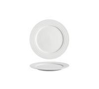 RKVXCJHDR Plates for Kitchen 8-inch Ceramic White Simple Line Pattern Round Plate Commercial Steak Dinner Western Home Preparation Dish Plate for Eating(8 in)