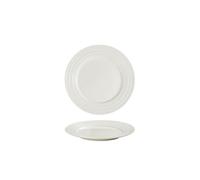 RKVXCJHDR Plates for Kitchen 8-inch White Line Ceramic Western Food Plate Steak Household Dessert Commercial Round Flat Plate for Eating(8 in)