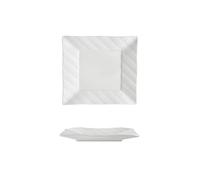 RKVXCJHDR Plates for Kitchen 9.5-inch Line Pattern White Hotel Restaurant Ceramic Tableware Household Dish Creative Square Western Food Dessert Plate Steak Shallow Plate for Eating(13 in)