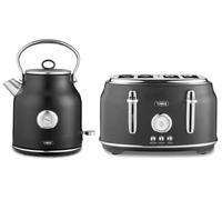 RKW Tower Renaissance Black 3KW 1,7L Kettle & 4 Slice 1630W Toaster. Modern Black Kettle & Toaster Set