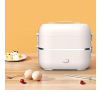 RKXKJ 2L Portable Food Warmer, Double-Layer Mini Rice Cooker, Stainless Steel Material, 3-In-1 Design, for Work, Office, Car, Travel & Outdoor, Fast Self-Heating