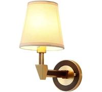 RKYRRKI American Country Brass Wall Lamp, E 14 Light Source Fabric Lampshade Wall Light, Modern Simple Bedroom Bedside Wall Mounted Lamp, for Bedroom Living Room Study Room Dining Room Wall Sconce