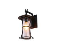 RKYRRKI Black American Style IP54 Waterproof Iron Wall Sconces Fixture Outdoor Indoor E27 Glass Lampshade Wall Mount Lamp Patio Villa Porch Wall Lights Lighting,