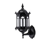 RKYRRKI Black/Antique Bronze European-Crafted Wall Lamp, Outdoor Entryway IP44 Waterproof E27 Aluminum Wall Sconce with Glass Shade, Villa Gate Courtyard Vintage Fence Light