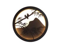 RKYRRKI Black Chinese Wall Light Outdoor Round Mural Light Villa Courtyard IP65 Waterproof Decorative Wall Lamp Hotel Club Backwall 19W LED Wall Sconce