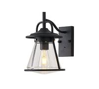 RKYRRKI Black Creative Outdoor E27 Wall Lamp Chinese Style Retro IP54 Waterproof Wall Light Fixture For Villa Garden Aisle Corridor Wall Sconce Lighting With Glass Lampshade