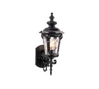 RKYRRKI Black Metal E27 European Vintage Outdoor Wall Lights Courtyard Garden Villa Balcony Corridor IP65 Waterproof Wall Sconce LED Wall Lamp with Glass Lampshade
