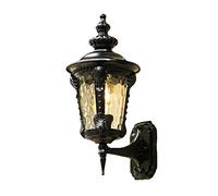 RKYRRKI Black Metal Outdoor Wall Sconce for Hallway & Balcony, Vintage Villa Entrance, IP65 Waterproof Wall Light for Staircase & Corridor, Outdoor Courtyard Wall Lamps with Glass Shade