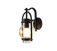 RKYRRKI Black Outdoor Glass Lampshade Wall Light E27 American Style Wall Sconces IP54 Waterproof Wall Lamp, Exterior Wall Lights for Backyard Balcony Loft Lighting Fixtures