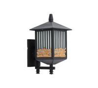 RKYRRKI Black Square Chinese Outdoor Wall Light IP45 Waterproof Wall Lamp Household Villa Fence Aisle Corridor Balcony Outside Wall Sconce E27 Outdoor Lighting Fixtures