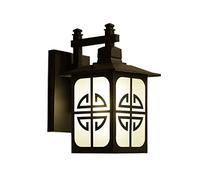 RKYRRKI Black Square Chinese Style Outdoor Wall Lighting E27 Exterior Wall Lamp Vintage Glass Lampshade IP55 Waterproof Wall Sconces For Backyard Patio Villa Wall Lights Fixture