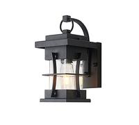 RKYRRKI Black Vintage E27 Square Outdoor Semi-Flush Mount Wall Lamp Fixture IP54 Waterproof Wall Sconces Lighting Patio Courtyard Wall Lights