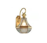 RKYRRKI Brass Doorway Luxury Outdoor Wall Lights Rectangle IP55 Waterproof Balcony Wall Mount Sconces E27 Single Head Backyard Wall Lamp with Glass Lampshade