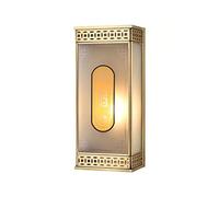 RKYRRKI Chinese-style Square All-Copper Outdoor Wall Light IP65 Waterproof Balcony Wall Sconce Villa Courtyard Corridor Corridor Wall Lamp Outdoor Lighting Fixture