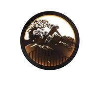 RKYRRKI Creative Mountain Shape IP65 Waterproof Backyard Wall Sconces 13W LED Warm Light 3000K Outdoor Indoor Chinese Style Round Patio Wall Lamp Fixture Iron Art Wall Lights Decoration Lighting