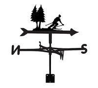 RKYRRKI Durable Retro Metal Ski Weathervane Wind Vane Creative Wind Direction Indicator for Garden Patio Ornament Decoration