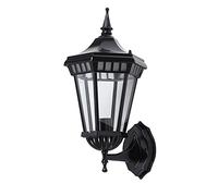 RKYRRKI E27 European IP65 Waterproof Wall Sconces Retro Aluminum Glass Lampshade Wall Lamp Antique Bedside Balcony Corridor Square Outdoor Wall Light, Black