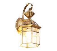 RKYRRKI E27 Outdoor IP55 Waterproof Wall Mounted Lighting Creative American Style Gold Copper Exterior Wall Lights Balcony Villa Courtyard Wall Sconces Fixture