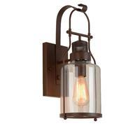 RKYRRKI E27 Retro Industrial Style Iron Wall Light With Transparent Glass Shade Restaurant Bedroom Aisle Corridor Balcony Cafe Wall Sconce Light Fixture
