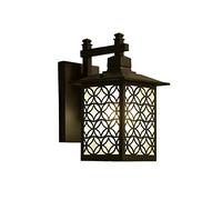 RKYRRKI E27 Square Chinese Style Wall Lights Villa Entryway Porch Lighting IP55 Waterproof Exterior Wall Sconces Outdoor Indoor Lamp Fixtures Wall Mount, Black
