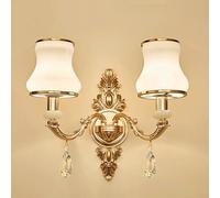 RKYRRKI European-Style Crystal Wall Lamp Zinc Alloy Warm Wall Light Modern Bedroom Bedside Lighting for Villa Living Room Hotel(2-Lights)