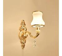 RKYRRKI European-Style Crystal Wall Lamp Zinc Alloy Warm Wall Light Modern Bedroom Bedside Lighting for Villa Living Room Hotel(1-Light)