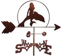 RKYRRKI Exquisite Metal Weather Vane Ornament Metal Weathervane, Direction Indicator, Outdoor Roof Garden Mount Yard Decor Weather Vane, Wind Vane - Mermaid Style
