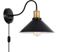 RKYRRKI Industrial Retro Wall Lamp with Dimmer Switch - Vintage Gooseneck Lighting for Bedroom, Study, Kids' Room - Rustic Iron Wall Light - 1 Pack/2 Pack (1 Pack)