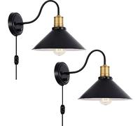 RKYRRKI Industrial Retro Wall Lamp with Dimmer Switch - Vintage Gooseneck Lighting for Bedroom, Study, Kids' Room - Rustic Iron Wall Light - 1 Pack/2 Pack (2 Pack)