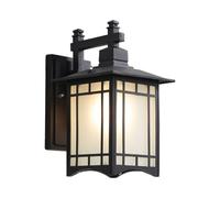 RKYRRKI IP55 Outdoor Waterproof Wall Lamp European-Style Outdoor Villa Corridor Garden Wall Light E27 Black/Antique Bronze Square Aluminum Wall Sconces with Glass Lampshade