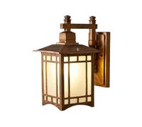 RKYRRKI IP55 Outdoor Waterproof Wall Lamp European-Style Outdoor Villa Corridor Garden Wall Light E27 Black/Antique Bronze Square Aluminum Wall Sconces with Glass Lampshade