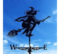 RKYRRKI METAL WIND VANEWindblown Wicked Witch Metal METAL WIND VANEwith Wind Direction Indicator, Outdoor Metal Bracket Weather Vane, METAL WIND VANEGarden Courtyard Decoration
