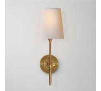 RKYRRKI Modern Copper Wall Sconce, Simple Indoor Wall Lantern with E14 Single Head, Fabric Lampshade Wall Lamp for Living Room, Hallway, Bedroom, Bedside, Wall Mount Light(B)