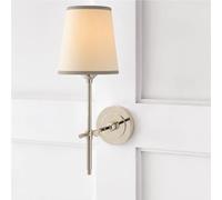 RKYRRKI Modern Copper Wall Sconce, Simple Indoor Wall Lantern with E14 Single Head, Fabric Lampshade Wall Lamp for Living Room, Hallway, Bedroom, Bedside, Wall Mount Light(A)