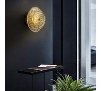 RKYRRKI Nordic Fashion Wall Light Brass Bracket with Amber Glass Shade LED 5W Wall Sconce Retro Metal Fixture Creative Lighting Interior Decoration for Living Room Aisle Bedroom Bedside Wall Lamp