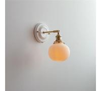 RKYRRKI Nordic Milk White Ribbed Ceramic Wall Sconce French Rustic Wall Light for Bedroom Bedside Living Room Indoor Use(Spherical)