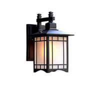 RKYRRKI Outdoor Black Wall Lamp European Style E27 Corridor Aisle Garden Wall Sconces IP55 Waterproof Square Aluminum Wall Light Lighting with Glass Lampshade