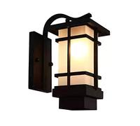 RKYRRKI Outdoor Retro Decorative Wall Light, Aluminum Lantern Wall Sconce with White Frosted Glass Shade Wall Lamp, Exterior Wall Lighting Wall Lights, E27 Oriental Traditional Wall Lamps