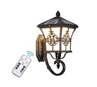 RKYRRKI Outdoor Solar Wall Lamp Black/Bronze IP65 Waterproof Wall Light Corner Light For Patio Villa Vintage Die-Cast Aluminum LED Solar Wall Lamp Vintage