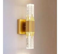 RKYRRKI Simple Modern Long Wall Lamp, LED Light Source 7 W*2 Gold Crystal Wall Light, Medieval Bathroom Dressing Table Wall Sconce, for Bedroom Bedside Study Stairs Hallway Kitchen