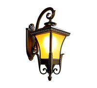 RKYRRKI Single Head American Style Retro E27 Exterior Wall Lights Outdoor IP65 Waterproof Wall Sconces Lighting For Balcony Stairs Corridor Wall Lamp Fixture With Tea-colored Glass Lampshade