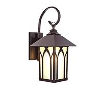 RKYRRKI Square Creative IP43 Waterproof E27 Wall Sconces Aluminum Brown Outdoor Wall Mounted Lamp Fixture for Patio Entryway Doorway Wall Lights with Glass Lampshade