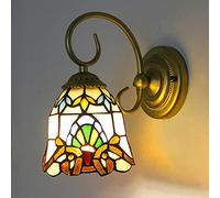 RKYRRKI Tiffany Style Stained Glass Wall Sconces Metal Base Victorian Decorative Light Fixtures for Living Room Hallway Bedroom & Bathroom Multicolor Bedside Lamps