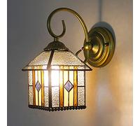 RKYRRKI Tiffany Style Stained Glass Wall Sconces Victorian Metal Base Decorative Lamp Multicolor Wall Light Fixture for Living Room Hallway Bedroom Bathroom Bedside